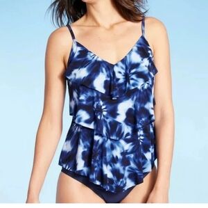 SWIM SUIT TOP Blue Tie-Dye Camisole